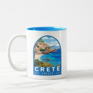 クレタギリシャントラベルアートヴィンテージ ツートーンマグカップ