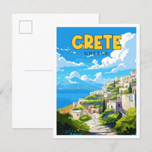 クレタギリシャヴィンテージ旅行イラストレーション ポストカード