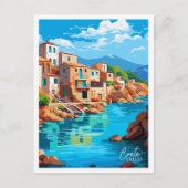 クレタギリシャヴィンテージ旅行イラストレーション ポストカード (正面)