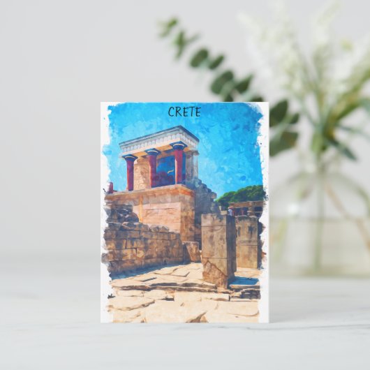クレタギリシャ古代の神殿の水色 ポストカード (スタンド正面)