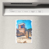 クレタギリシャ古代の神殿の水色 マグネット (インサイチュ (食洗機))