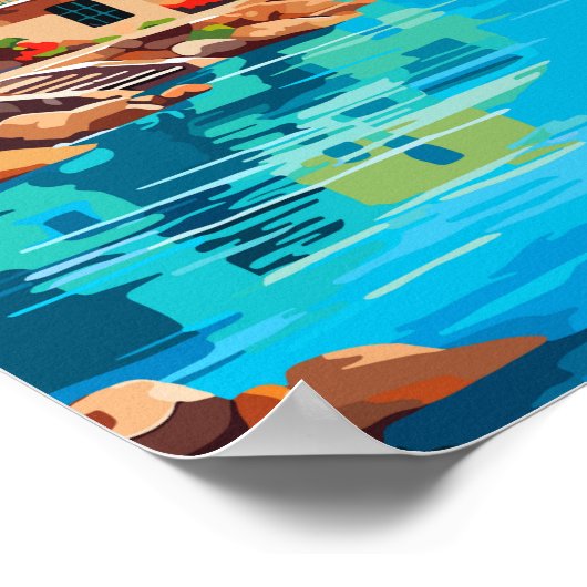 クレタギリシャ旅行アートヴィンテージイラストレーション ポスター (角)