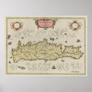クレタギリシャ(1665年)のヴィンテージの地図 ポスター