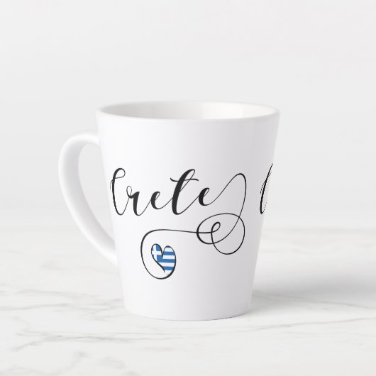 クレタハート国旗、ギリシャ、クレタン カフェラテマグ (左アングル)