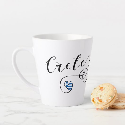 クレタハート国旗、ギリシャ、クレタン カフェラテマグ (インサイチュ)