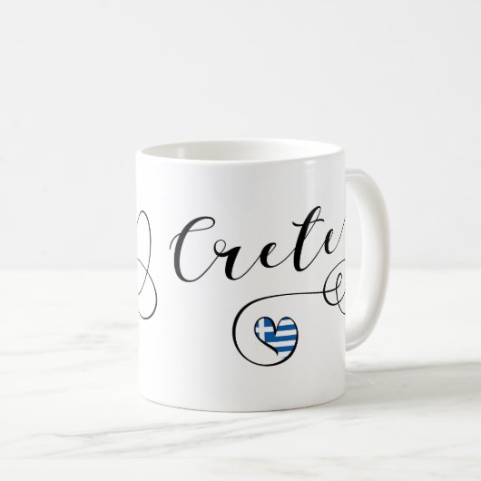 クレタハート国旗、ギリシャ、クレタン コーヒーマグカップ (正面右)