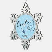 クレタハート国旗、ギリシャ、クレタン スノーフレークピューターオーナメント (右)