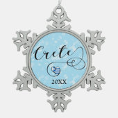 クレタハート国旗、ギリシャ、クレタン スノーフレークピューターオーナメント (正面)