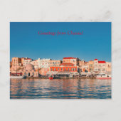 クレタ島の青い時間にシャニアのヴェネツィアの港が ポストカード (正面)