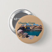 クレタ島キャニア：ヴェネツィア港 缶バッジ (正面&裏面)