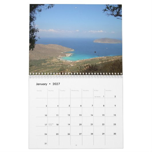 クレタ島、ギリシャのカレンダー カレンダー (1月 2027)