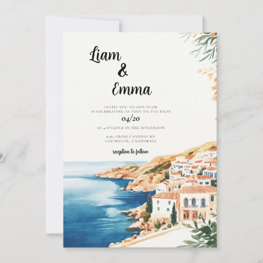 クレタ水の色結婚の作成先 招待状 (正面)
