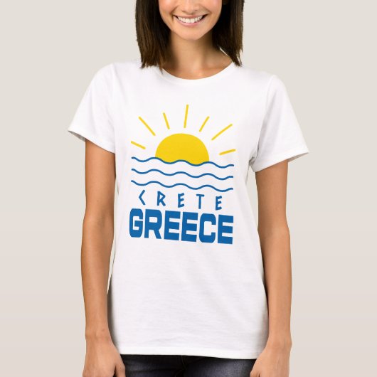 クレタ ギリシャ 太陽と海の波 女性 Tシャツ (正面)