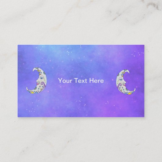 クレッカラフルセントムーン顔抽象芸術シェイプパープル 名刺 (裏面)