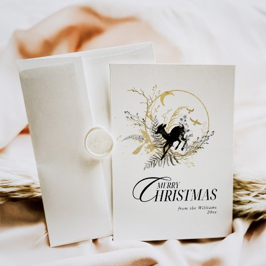 クレッシックフローラ鹿カスタムの写真クリスマス シーズンカード