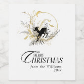 クレッシックフローラ鹿カスタムの写真クリスマス ワインラベル (シングルラベル)