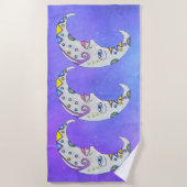 クレッファンシーセント衛星顔明るい色パープル ビーチタオル (正面)