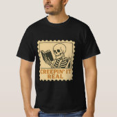 クレピ実在ンのIt - Skeleton Book Lover Halloween Tシャツ (正面)