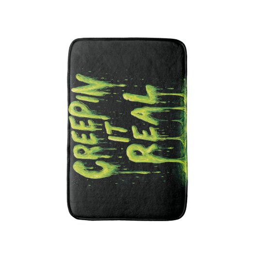 「クレピ実在ン」ユーモアのあるスライムタイポグラフィ バスマット (正面縦)