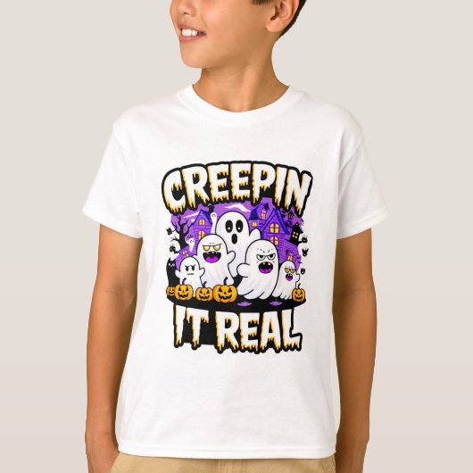 クレピ実在ン | 不気味ハロウィンデザインおもしろい Tシャツ (正面)