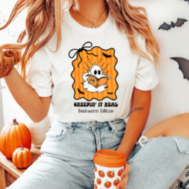 クレピ実在ンItブックウム幽霊レトロハロウィンボウ Tシャツ