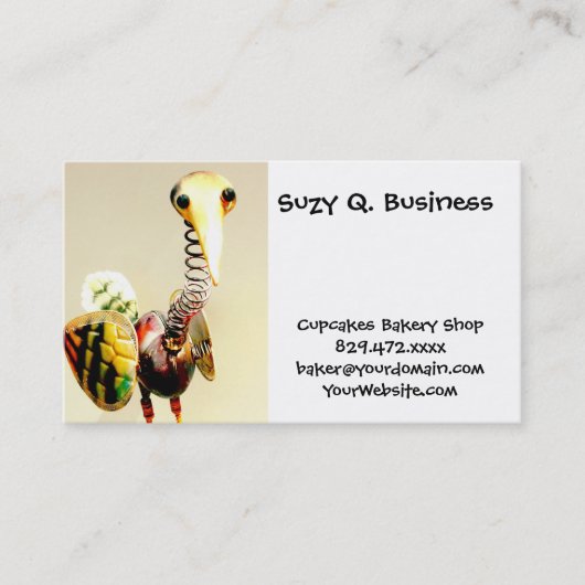 クレファンキーーンバードメタルガーデンオーナメントフォークアート 名刺 (正面)