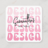 クレフターハンドメイドデザインアーティストレトロピンクモダン スクエア名刺 (正面)