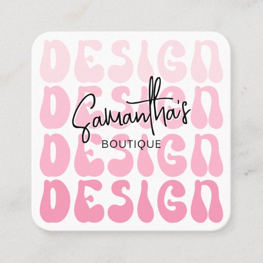 クレフターハンドメイドデザインアーティストレトロピンクモダン スクエア名刺 (正面)
