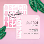 クレフターハンドメイドデザインアーティストレトロピンクモダン スクエア名刺