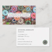 クレフター、シームスカラフルウッドのボタンコラージュ 名刺 (正面/裏面)