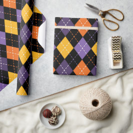 クレフティブラックとオレンジのハロウィンステッチ ラッピングペーパー