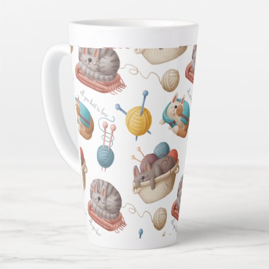 クレフティ猫好き編み物 カフェラテマグ (左アングル)