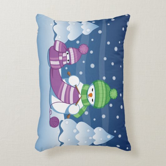 クレフティ雪だるま編み物スカーフ アクセントクッション (正面(垂直))