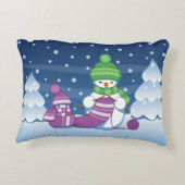 クレフティ雪だるま編み物スカーフ アクセントクッション (裏面)