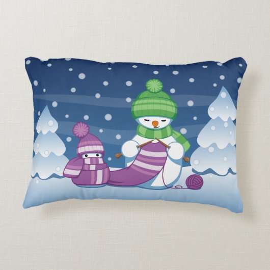 クレフティ雪だるま編み物スカーフ アクセントクッション (裏面)