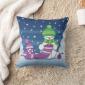 クレフティ雪だるま編み物スカーフ クッション (ブランケット)