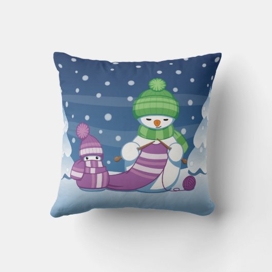 クレフティ雪だるま編み物スカーフ クッション (裏面)