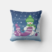 クレフティ雪だるま編み物スカーフ クッション (正面)