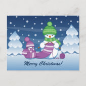 クレフティ雪だるま編み物スカーフ シーズンポストカード (正面)