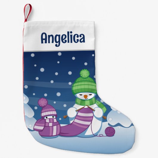 クレフティ雪だるま編み物スカーフ スモールクリスマスストッキング (正面)