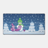 クレフティ雪だるま編み物スカーフ デスクマット (正面)