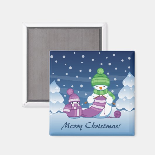 クレフティ雪だるま編み物スカーフ マグネット (正面/裏面)