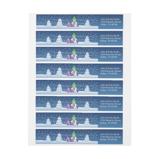 クレフティ雪だるま編み物スカーフ ラップアラウンド宛名ラベル (シート)