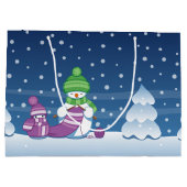 クレフティ雪だるま編み物スカーフ ラージペーパーバッグ (裏面)