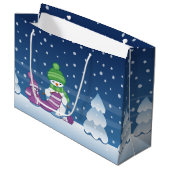 クレフティ雪だるま編み物スカーフ ラージペーパーバッグ (正面アングル)