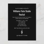 クレフ、 音符記号シンプルリサイタルコンサートブラック インビテーションポストカード (正面)