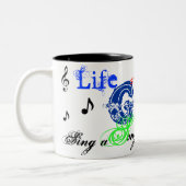 クレフ、音符記号ノート、音楽、歌の…グリークラブ、生命は、歌います、 ツートーンマグカップ (左)