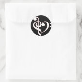 クレフ、 音符記号ハートシール ラウンドシール (バッグ)