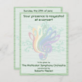 クレフ、 音符記号ブーケコンサート招待状 招待状 (正面/裏面)