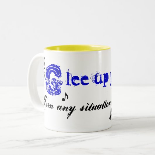 クレフ、音符記号音楽ノートは、歌います。 ツートーンマグカップ (正面左)